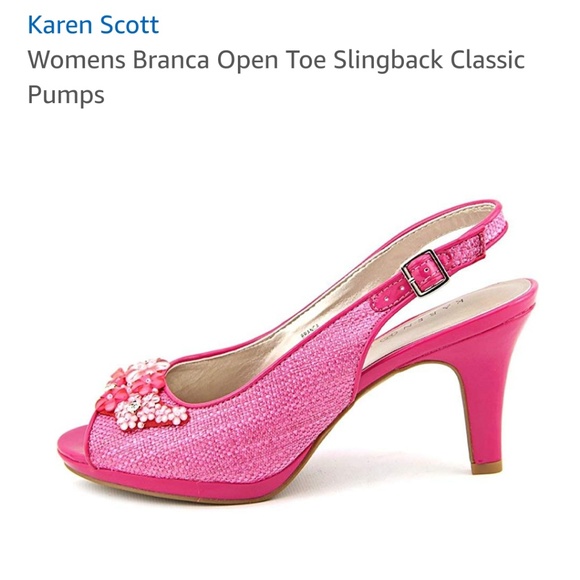Karen Scott pink peep toe sling back pumps - Picture 3 of 8